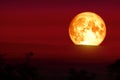 blood moon on the night red sky back silhouette mountain Royalty Free Stock Photo