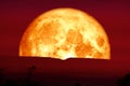 blood moon on the night red sky back silhouette mountain Royalty Free Stock Photo
