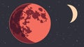 Blood moon night sky, lunar eclipse, red moon, astronomical event vector design Generative AI Royalty Free Stock Photo