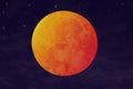 Blood moon and red planet illustration Royalty Free Stock Photo