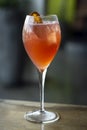 Blood Orange and Prosecco wine spritzer cocktail