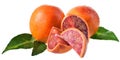 Blood orange slice with leaf isolated Royalty Free Stock Photo