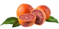 Blood orange slice with leaf isolated Royalty Free Stock Photo