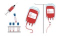 Blood pack clipart cartoon style. Simple blood bag flat vector illustration