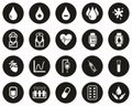 Blood Preassure Or Blood Icons White On Black Flat Design Circle Set Big