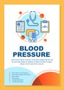 Blood pressure brochure template layout. Manometer using. Flyer, booklet, leaflet print design with linear illustrations Royalty Free Stock Photo