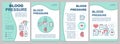 Blood pressure brochure template layout. Systolic, diastolic pressure rate. Flyer, booklet, leaflet print design with