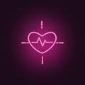 Blood pressure cholesterol neon icon. Elements of probiotics set. Simple icon for websites, web design, mobile app, info graphics