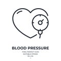 Blood pressure editable stroke outline icon isolated on white background flat vector illustration. Pixel perfect. 64 x 64