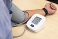 Blood pressure examination result suggested hypertension with high systolic and diastolic readings Royalty Free Stock Photo