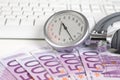 Blood pressure gauge on 500 Euro notes Royalty Free Stock Photo