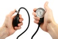 Blood pressure gauge in the hands Royalty Free Stock Photo