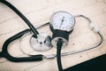 Blood pressure manometer on a cardio Royalty Free Stock Photo