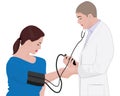 Blood pressure measuring cardio exam visit to a doctor
