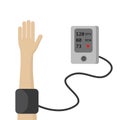 Blood pressure meter. Electronic sphygmomanometer in flat line style isolated on white background Royalty Free Stock Photo