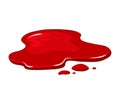 Blood puddle on a white isolated background. Spill of red paint. Vector cartoon illustration.