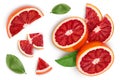 Blood red oranges isolated on white background. Top view. Flat lay Royalty Free Stock Photo
