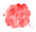 Blood red watercolor texture, uneven circle with splash Royalty Free Stock Photo