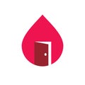 Blood room logo icon design template, blood drp and door symbol - Vector