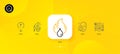 Blood and saliva test, Flammable fuel and Swipe up minimal line icons. For web application, printing. Vector
