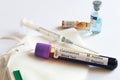 Blood sample tube with positive test for COVID-19 or novel coronavirus SARS-CoV-2