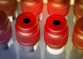 Blood sample viles Close up top view