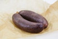 Blood sausage or black pudding on paper