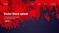 Blood splash background. Smear spatter from corner, pool screen drip, realistic crime paint. Landing page template Royalty Free Stock Photo