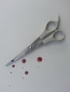 Blood splatter and scissors