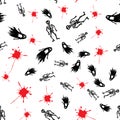 Blood spots, skeletons and ghosts-seamless pattern