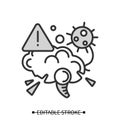 Blood stroke icon. Covid disease caused acute brain damage simple vector illustration