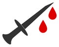 Raster Blood Sword Flat Icon Symbol