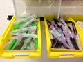 Blood test sample syringes needles