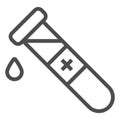 Blood in test tube line icon, Medical tests concept, liquid in laboratory beaker sign on white background, Test tube Royalty Free Stock Photo