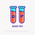 Blood test: two vials with blood