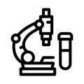 Blood tests under microscope icon vector outline illustration