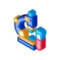 Blood tests under microscope isometric icon vector illustration
