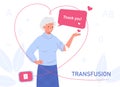 Blood Transfusion. Health care and transfusions. Treatment of illness. An elderly woman who needs donated blood