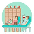 Blood transfusion in hospital concept, flat style Royalty Free Stock Photo