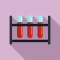 Blood tubes icon, flat style