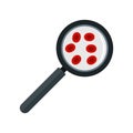 Blood under magnifier icon flat isolated vector