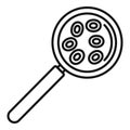 Blood under magnifier icon, outline style
