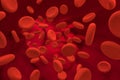 Blood under the microscope, red blood cells moving through the vein, 3d rendering. Royalty Free Stock Photo