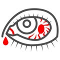 Blood vessels and arteries in eye line icon, Human diseases concept, Eye with vessels sign on white background, inflamed