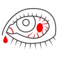 Blood vessels and arteries in eye thin line icon, Human diseases concept, Eye with vessels sign on white background