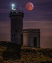 Blood Wolf Moon Over Elie Ness Lighthouse