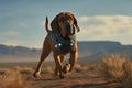 Bloodhound Dog Tracking Action shot of a