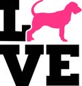 Bloodhound love word with silhouette Royalty Free Stock Photo