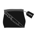 Bloodied knife in the package with a tag. Knife, criminal things single icon in black style vector symbol stock