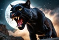 Bloodthirsty black puma. Generative AI Royalty Free Stock Photo